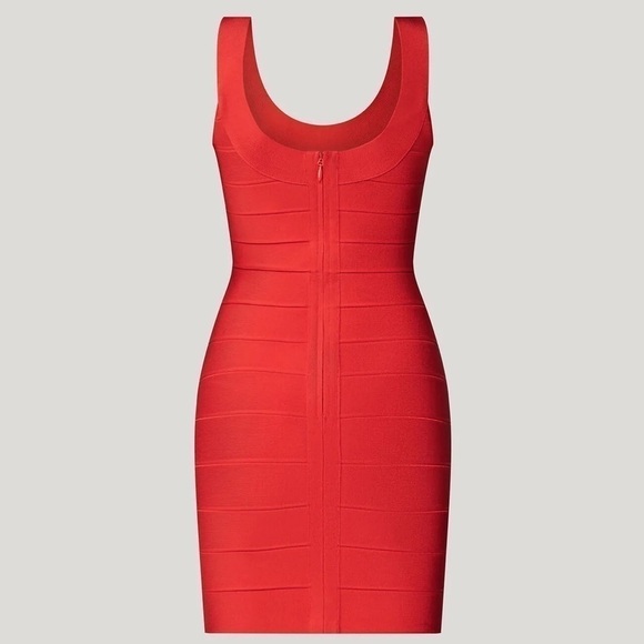 Herve Leger Bandage Bodycon Dress in Coral Poppy M - Picture 3 of 9